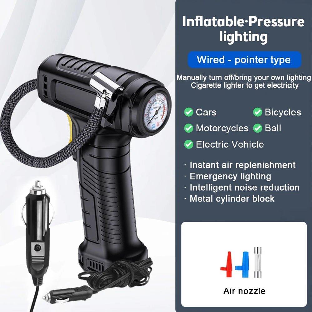 120W Wireless/Wired Portable Digital Tire Inflator – Rechargeable Air Compressor with LED Light for Car, Motorcycle, and Bicycle - ESTEEMSO.COM