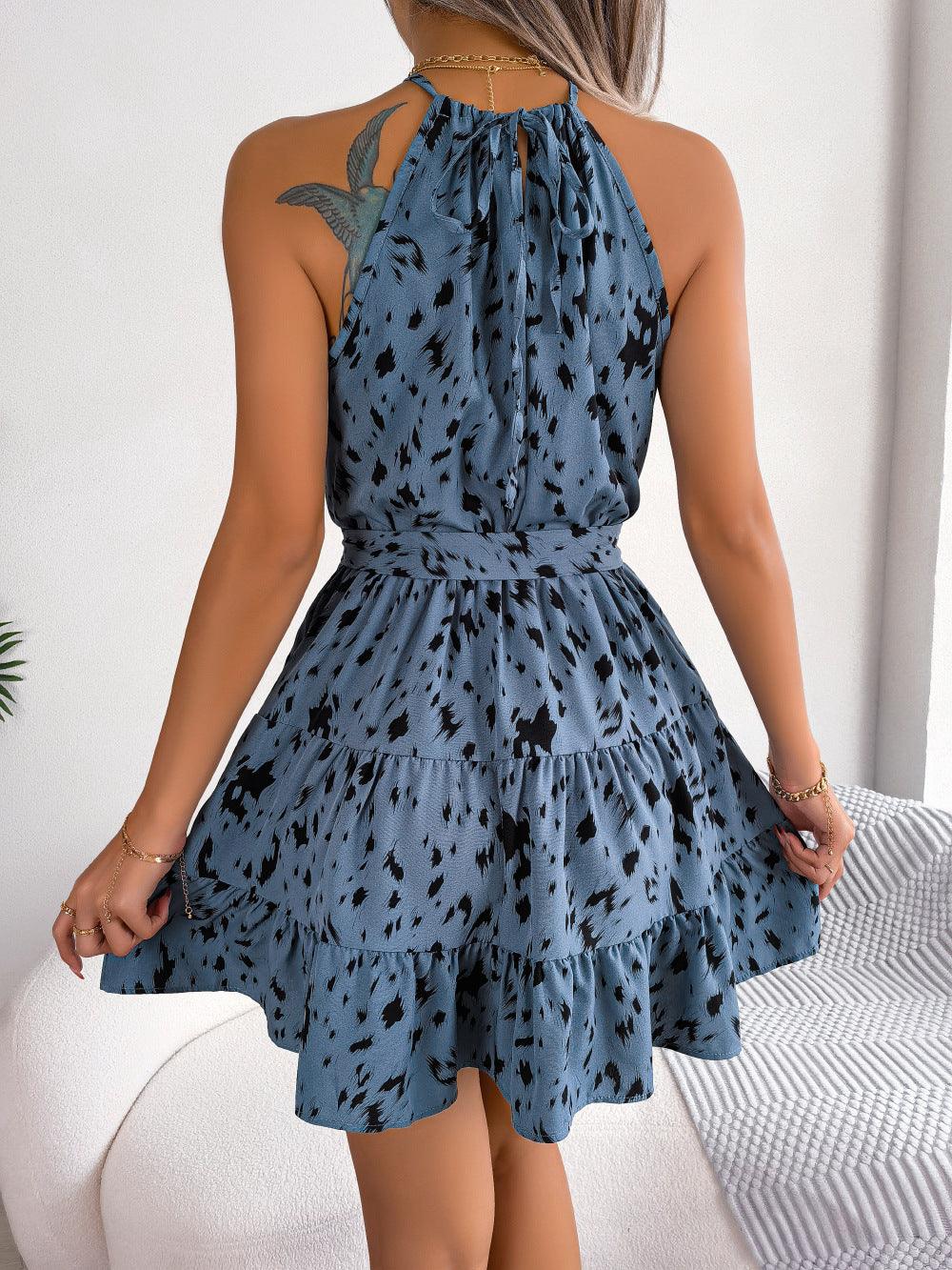 Sommermode, Strandkleider für Frauen Swing-Kleid, mit Leopardenmuster - ESTEEMSO.COM