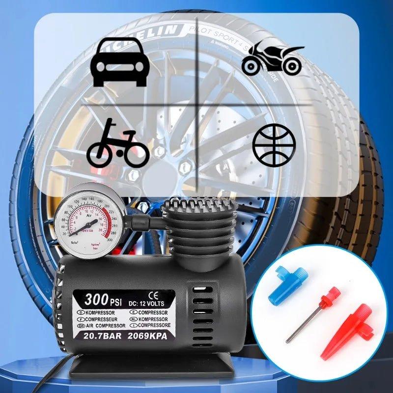 12V 220W Portable Car Tire Inflator – 300PSI Micro Electric Air Compressor Pump for Quick Inflation and Auto Repair - ESTEEMSO.COM