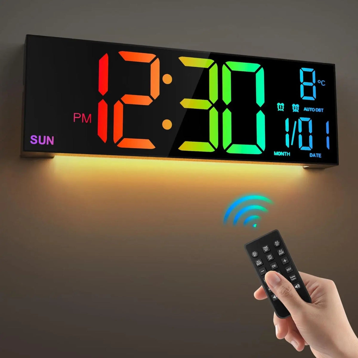 16.2'' Large Digital Wall Clock with Remote Control Big LED/Dual Alarm - ESTEEMSO.COM