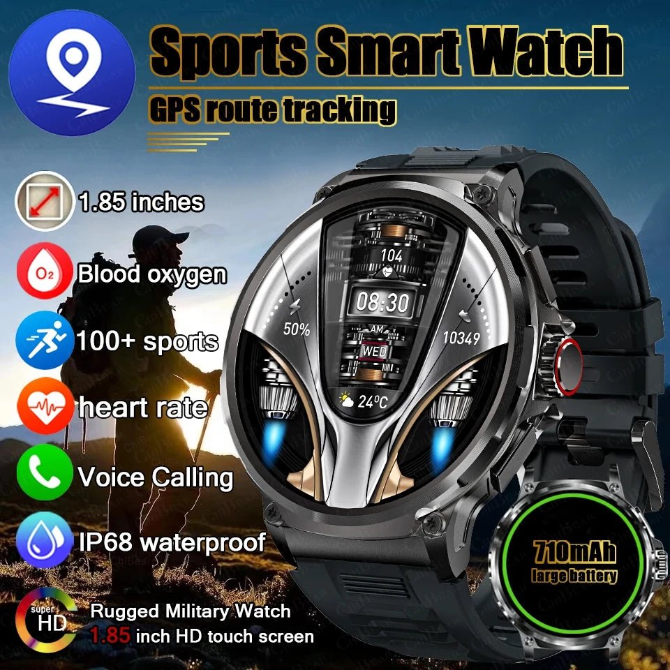 1.85 inch Smart Watch Men 710 mAh Large Battery 400+ Dials Fitness Tracker GPS Sports