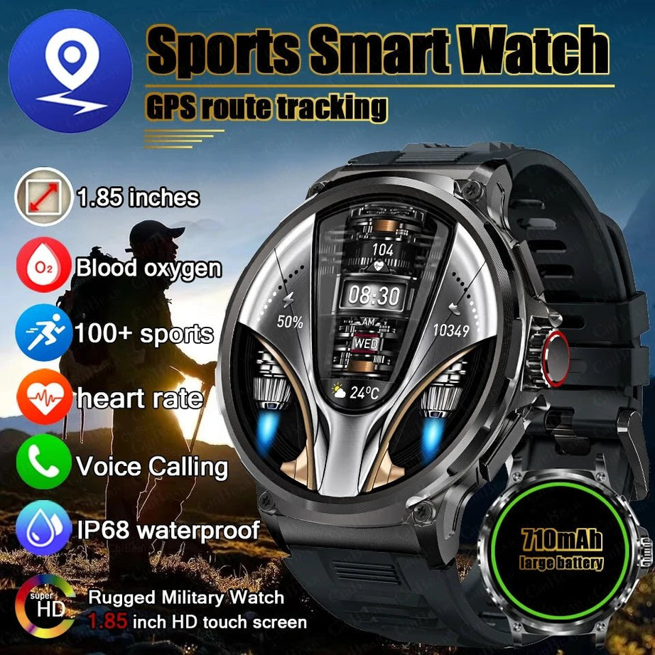 1.85 inch Smart Watch Men 710 mAh Large Battery 400+ Dials Fitness Tracker GPS Sports - ESTEEMSO.COM