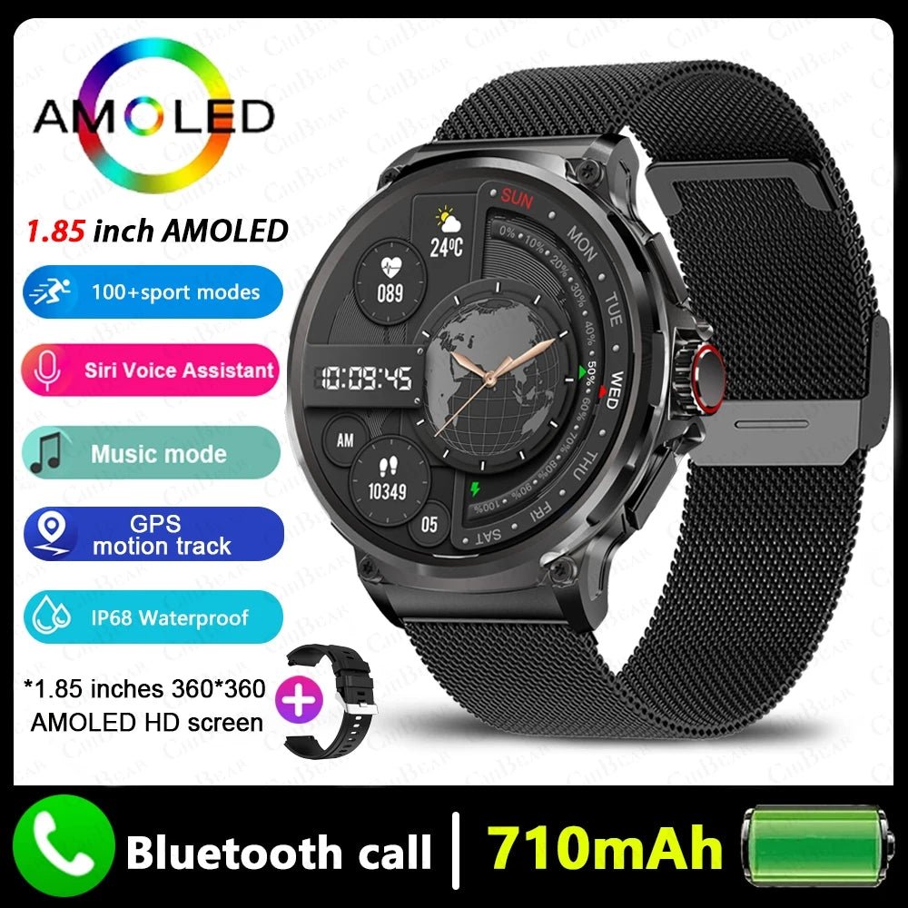 1.85 inch Smart Watch Men 710 mAh Large Battery 400+ Dials Fitness Tracker GPS Sports - ESTEEMSO.COM