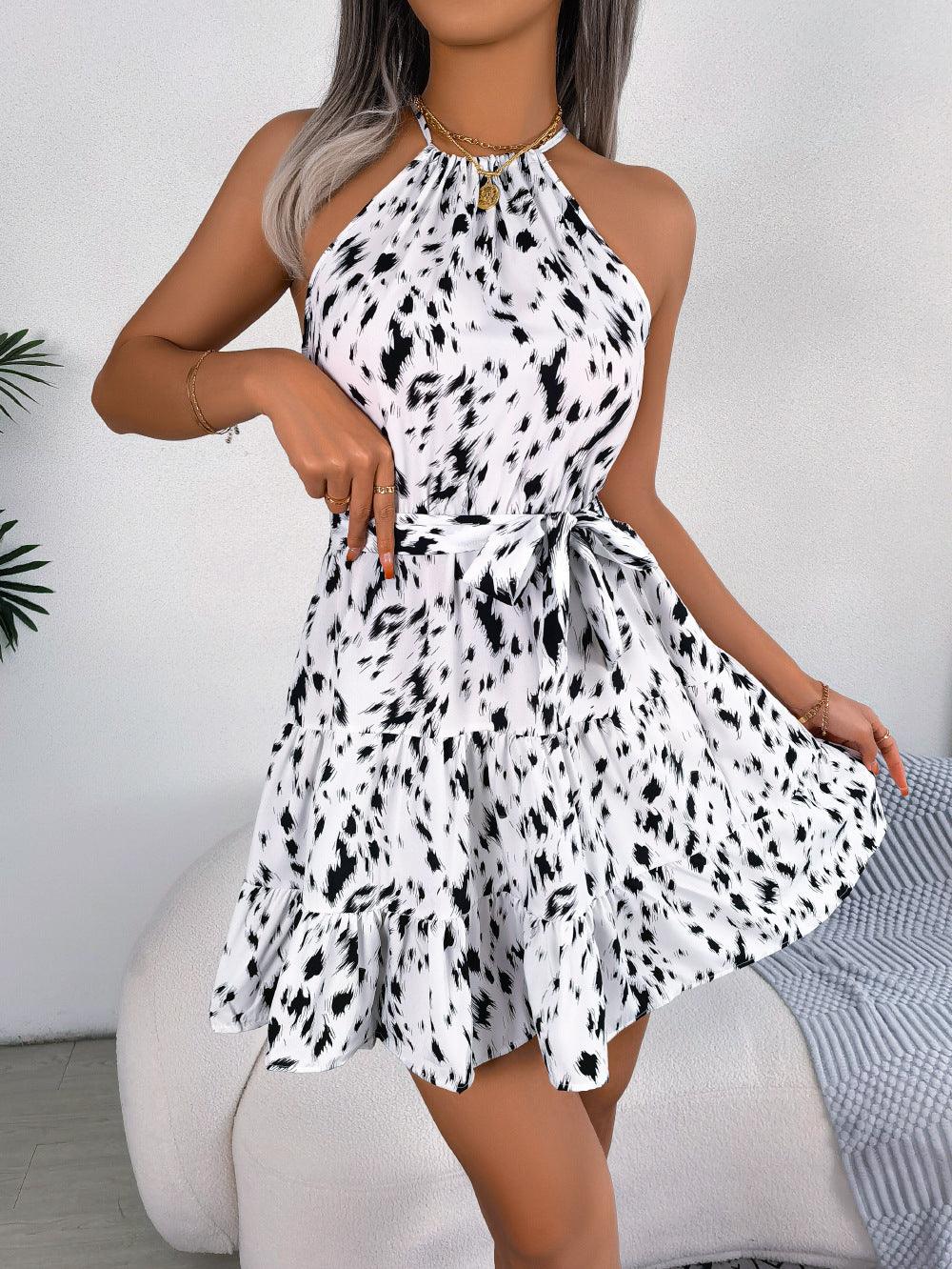 Sommermode, Strandkleider für Frauen Swing-Kleid, mit Leopardenmuster - ESTEEMSO.COM