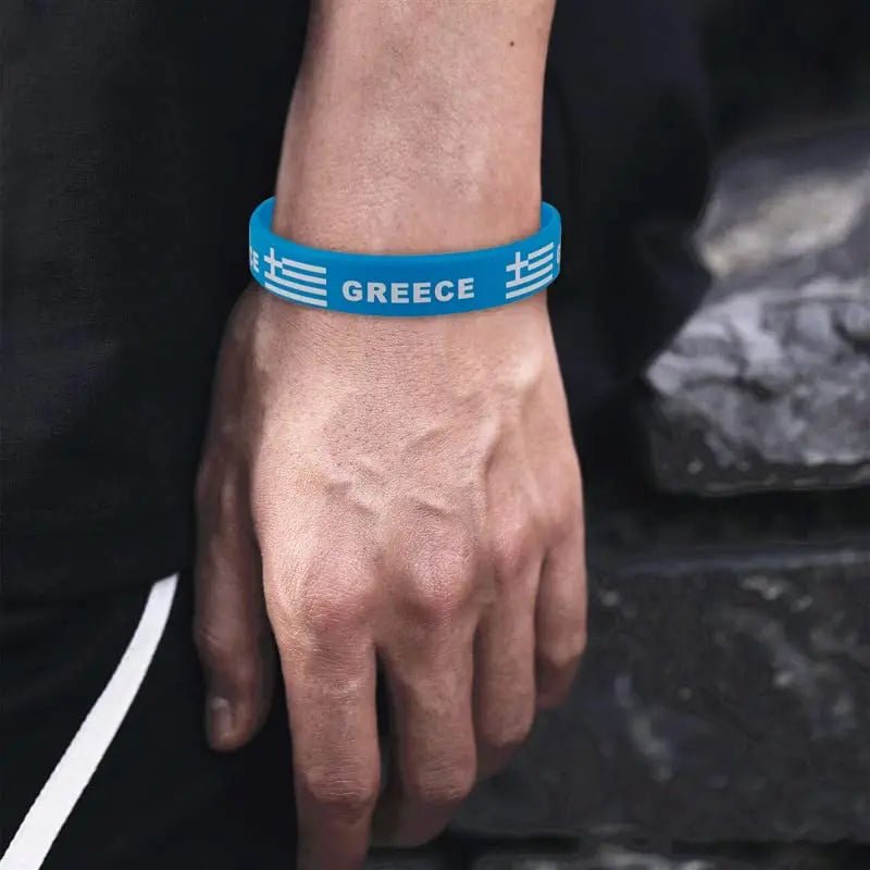 2pcs Greece Flag Silicone Bracelet Sports Game Wristbands Wrist Strap for Men Women - ESTEEMSO.COM