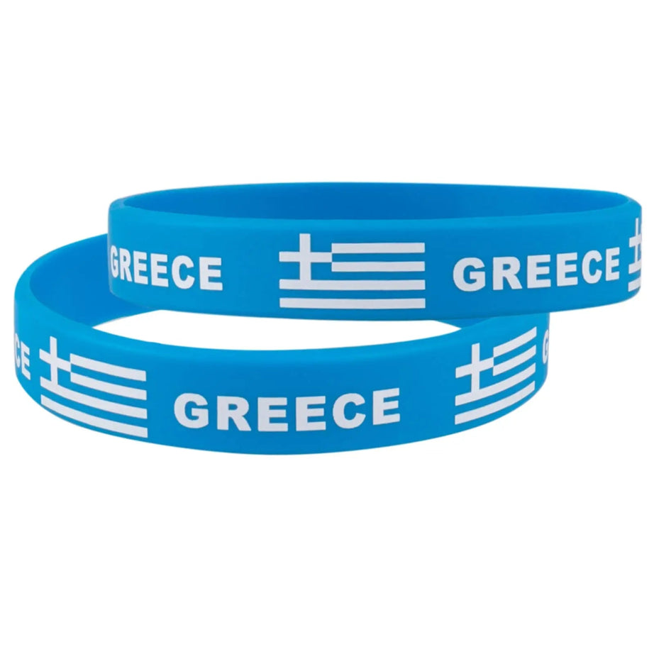 2pcs Greece Flag Silicone Bracelet Sports Game Wristbands Wrist Strap for Men Women - ESTEEMSO.COM