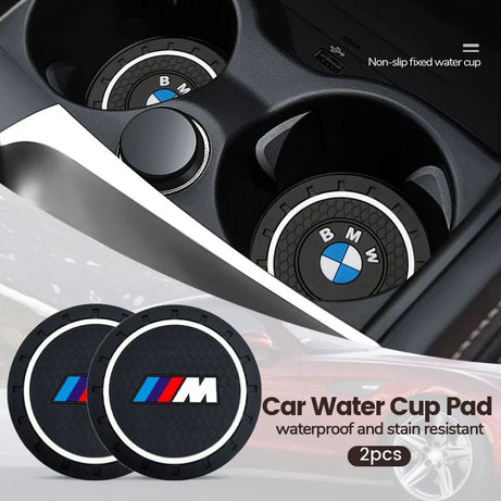 2Pcs Silica Gel Car Coaster Water Cup Anti - slip Pad Auto Accessories For BMW - ESTEEMSO.COM