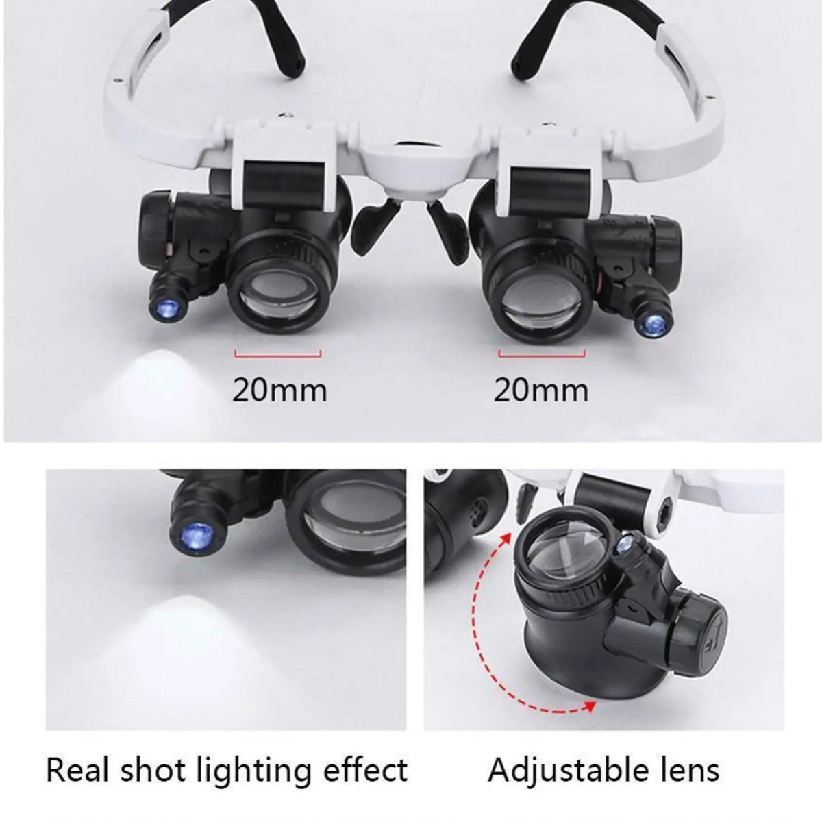 2XLED Watch Jeweler Repair Magnifier Head - Mounted Headband - ESTEEMSO.COM