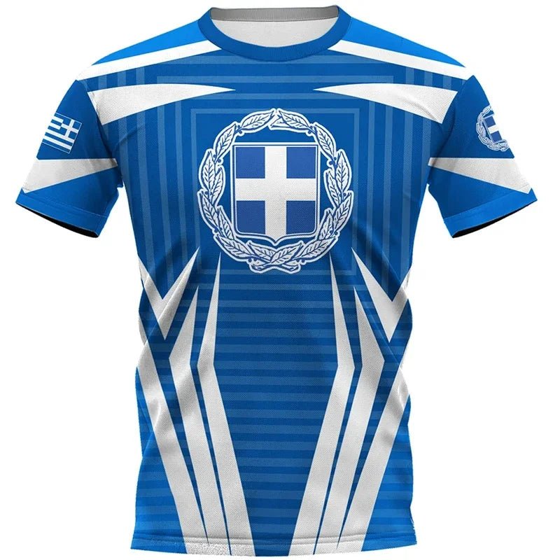 3D Print Hellas Flag T Shirt For Men National Emblem Pattern T-Shirts - ESTEEMSO.COM