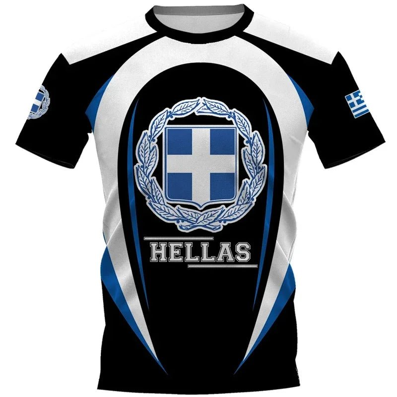 3D Print Hellas Flag T Shirt For Men National Emblem Pattern T-Shirts - ESTEEMSO.COM