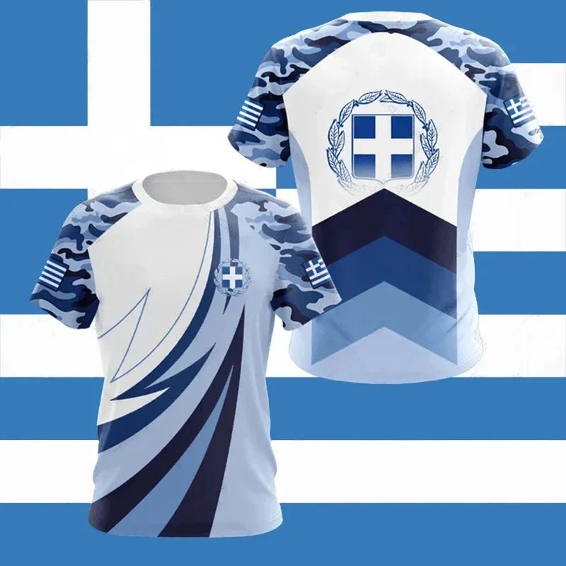 3D Print Hellas Flag T Shirt For Men National Emblem Pattern T-Shirts - ESTEEMSO.COM