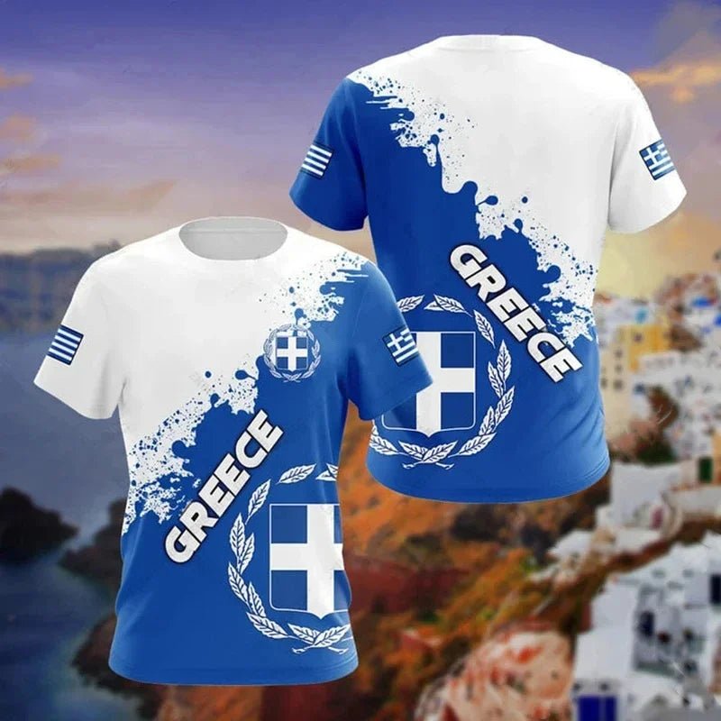 3D Print Hellas Flag T Shirt For Men National Emblem Pattern T-Shirts - ESTEEMSO.COM