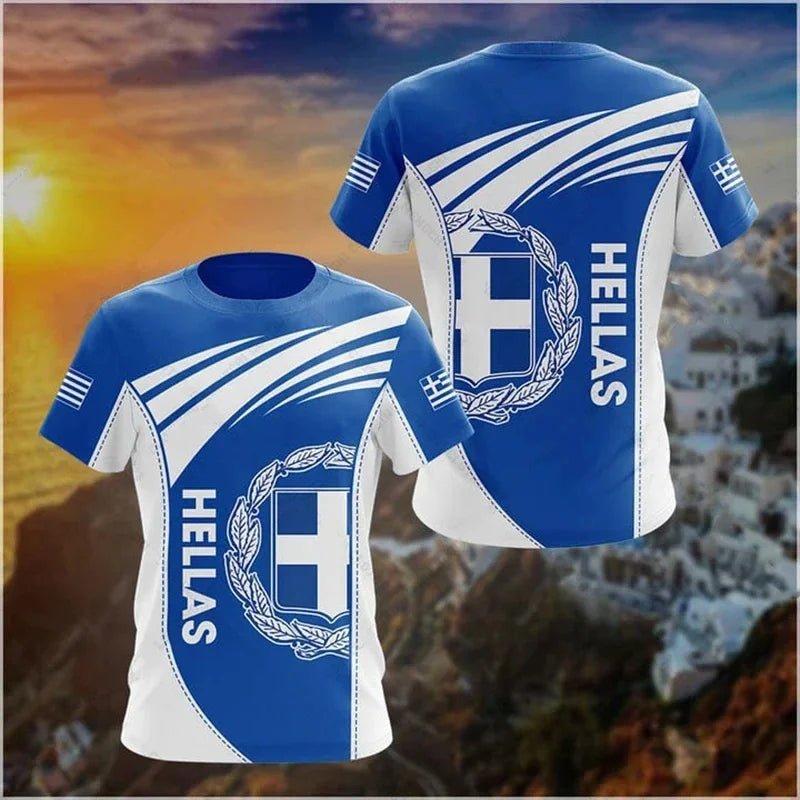 3D Print Hellas Flag T Shirt For Men National Emblem Pattern T-Shirts - ESTEEMSO.COM