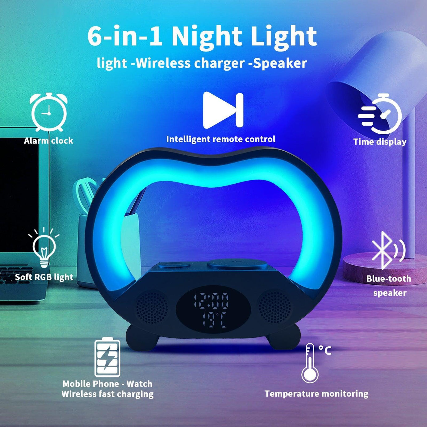 6 in 1 Smart Fernbedienung Bluetooth Ambiente Intelligente LED Tisch lampe - ESTEEMSO.COM