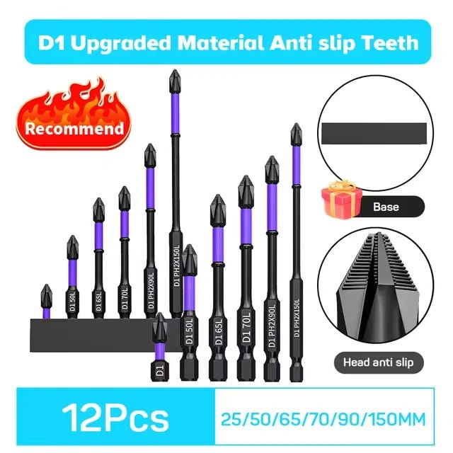 6/12 Pcs Magnetic Screwdriver Bits Non - slip Shockproof - ESTEEMSO.COM