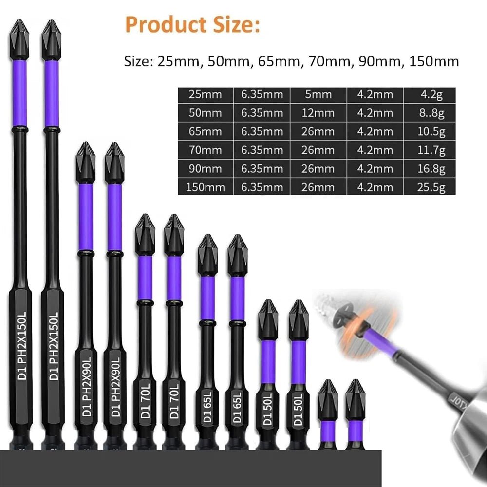 6/12 Pcs Magnetic Screwdriver Bits Non - slip Shockproof - ESTEEMSO.COM