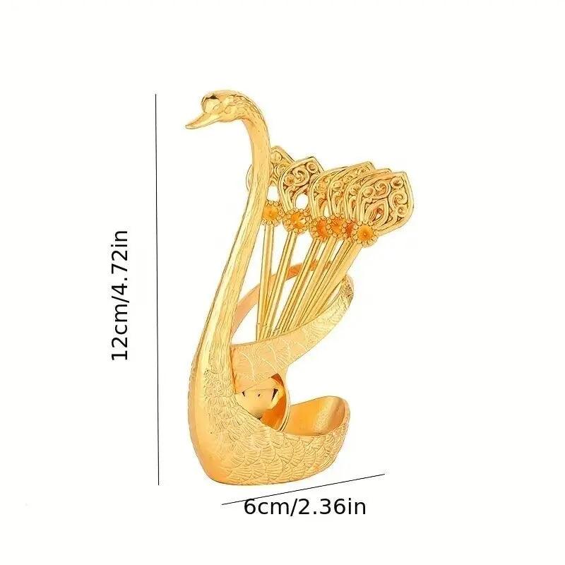 7 Stück Edelstahl kreatives Geschirr Set dekorative Schwan Basis 