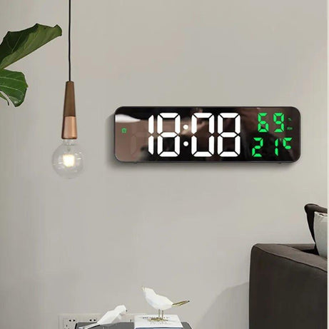 9 - Inch Digital Wall Clock – LED Display with Temperature Humidity and Night Mode - ESTEEMSO.COM