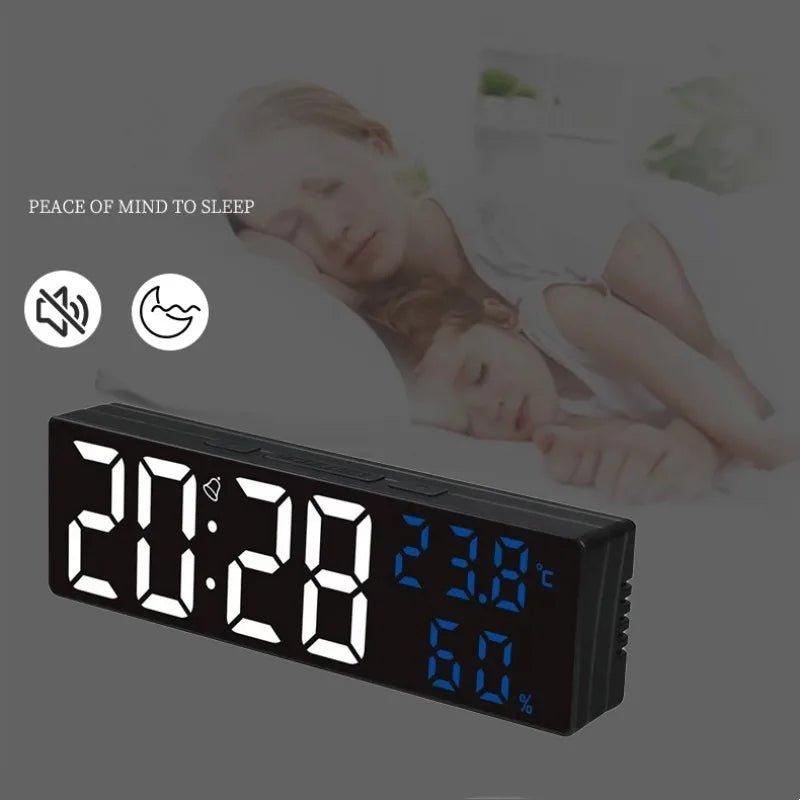 9 - Inch Digital Wall Clock – LED Display with Temperature Humidity and Night Mode - ESTEEMSO.COM