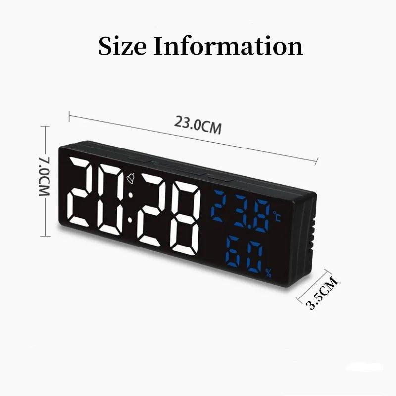 9 - Inch Digital Wall Clock – LED Display with Temperature Humidity and Night Mode - ESTEEMSO.COM