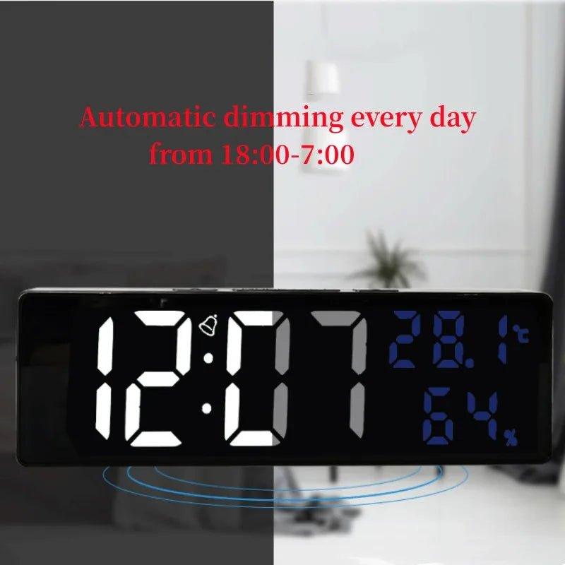 9 - Inch Digital Wall Clock – LED Display with Temperature Humidity and Night Mode - ESTEEMSO.COM