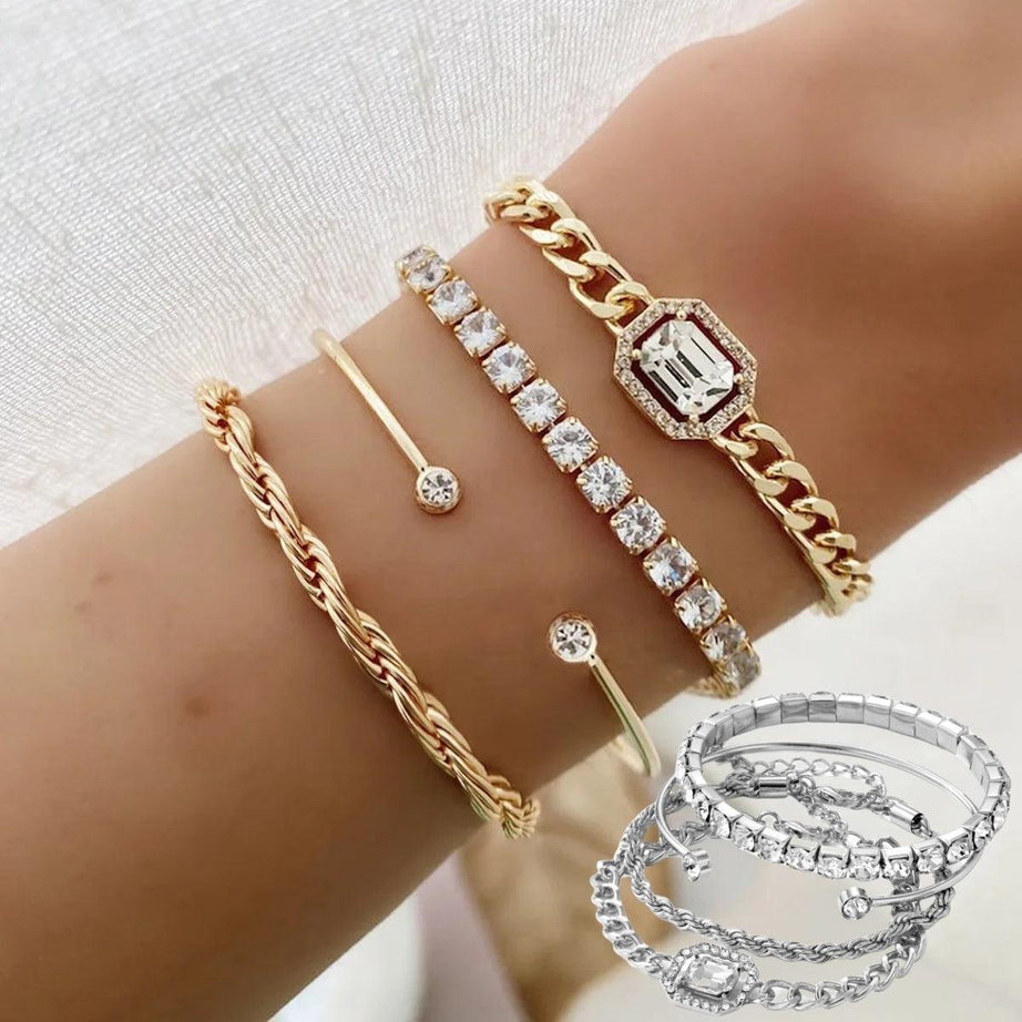 Set Schmuck Strass Charm Armbänder für Frauen Mädchen Kette Armband