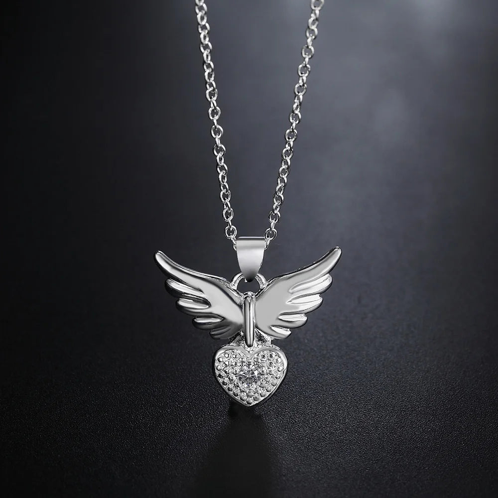 925 Sterling Silver 18 Inches Angel Wing Necklaces For Women Luxury - ESTEEMSO.COM