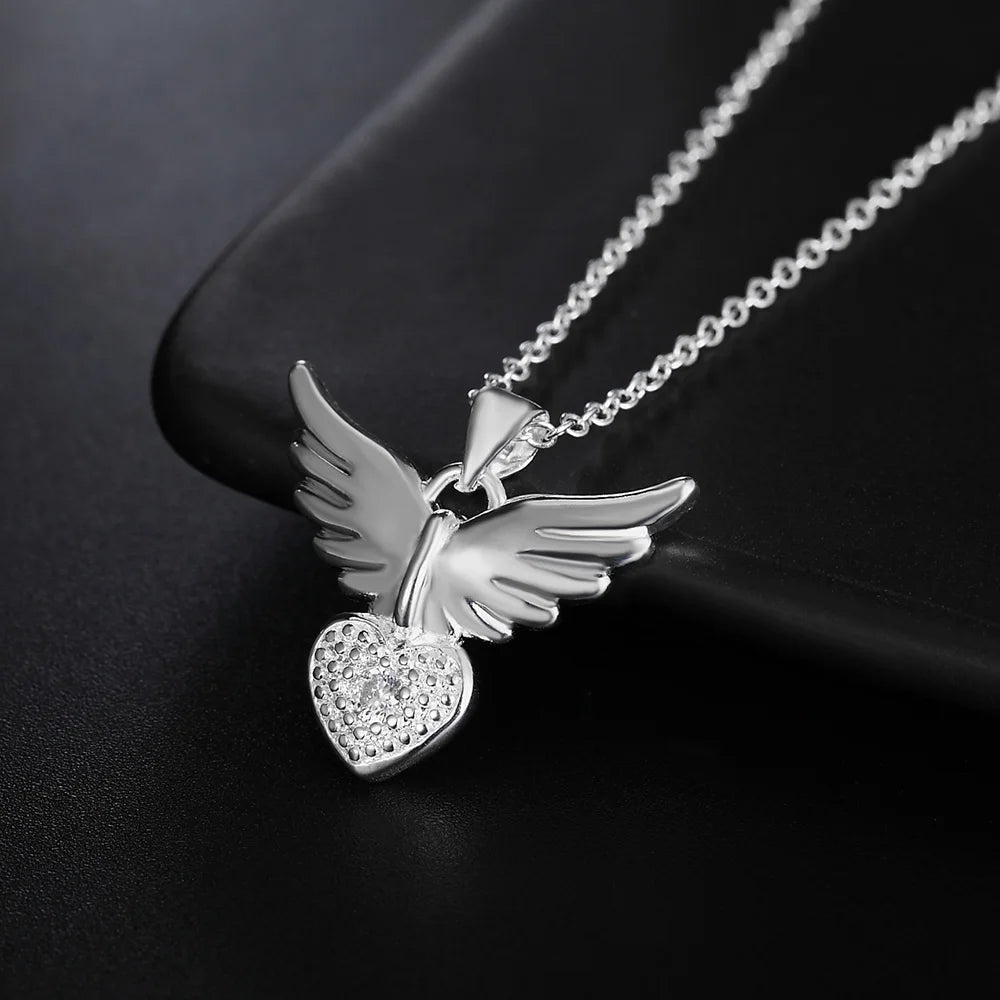 925 Sterling Silver 18 Inches Angel Wing Necklaces For Women Luxury - ESTEEMSO.COM