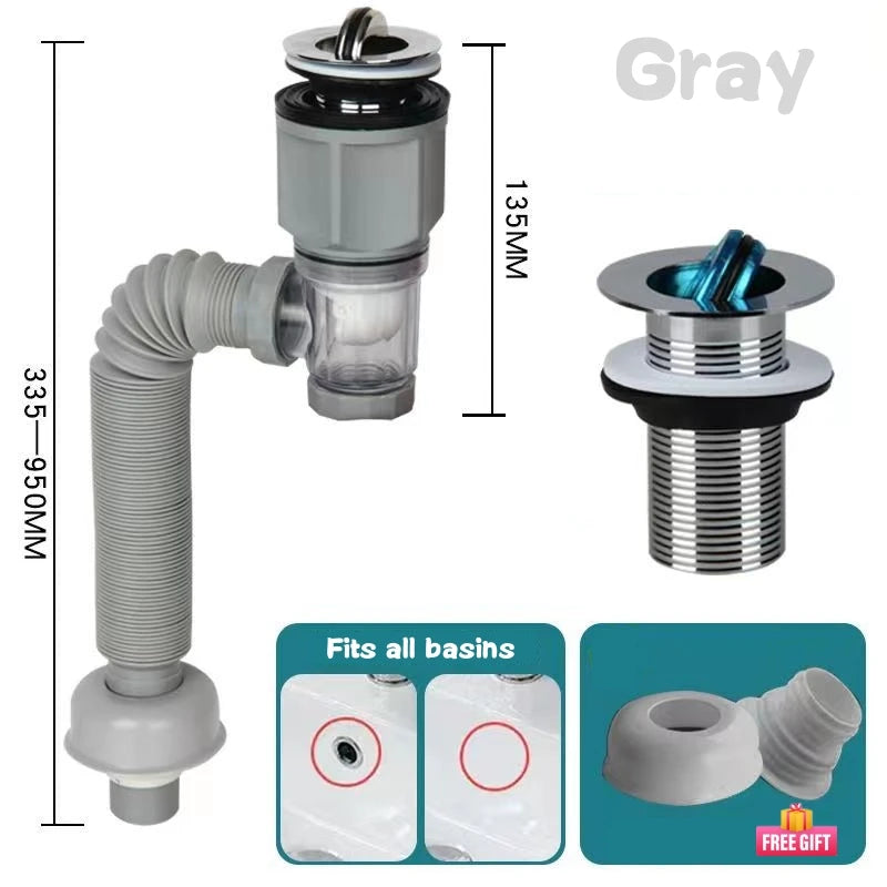 Flip Top Sink Drain Pipe Set 