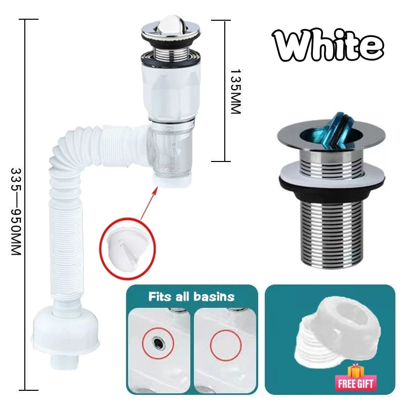 Flip Top Sink Drain Pipe Set 