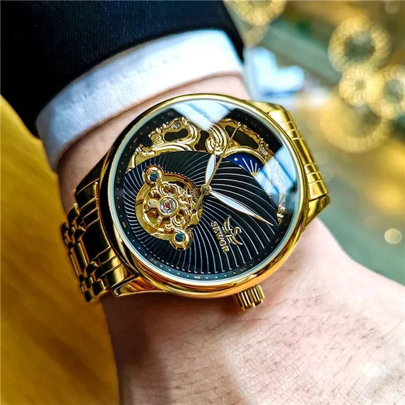 Gold Skelett Herren Uhr