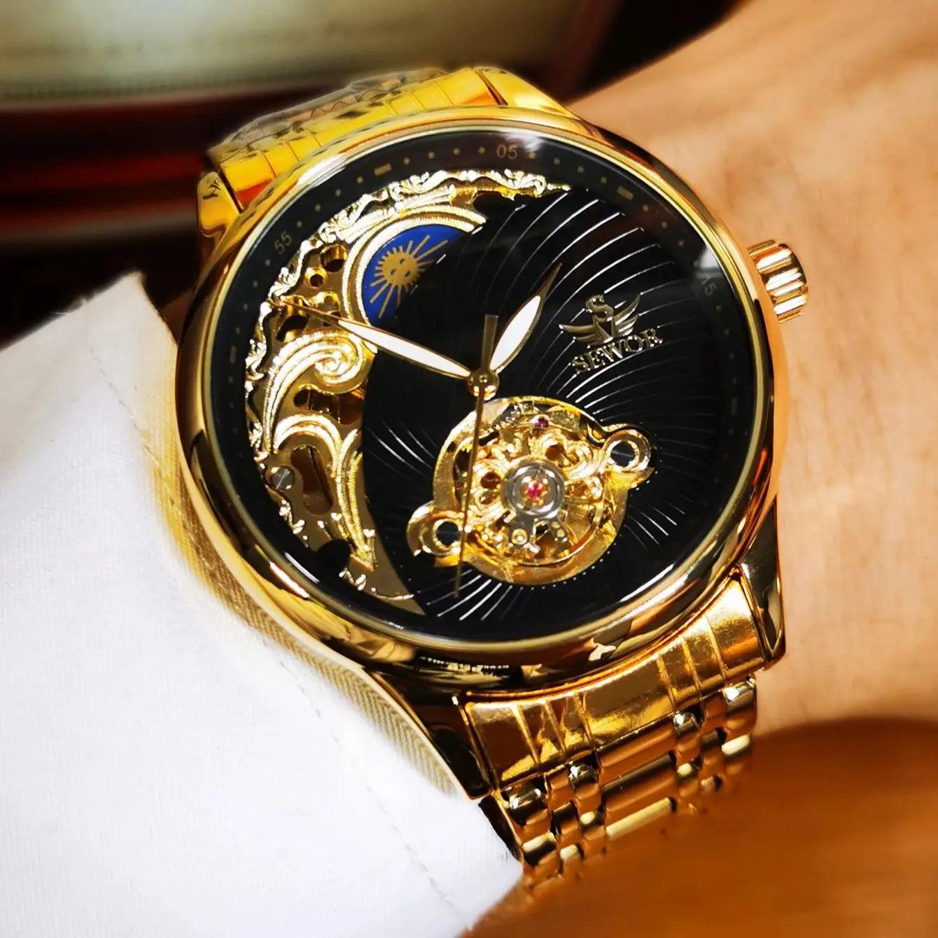 Gold Skelett Herren Uhr