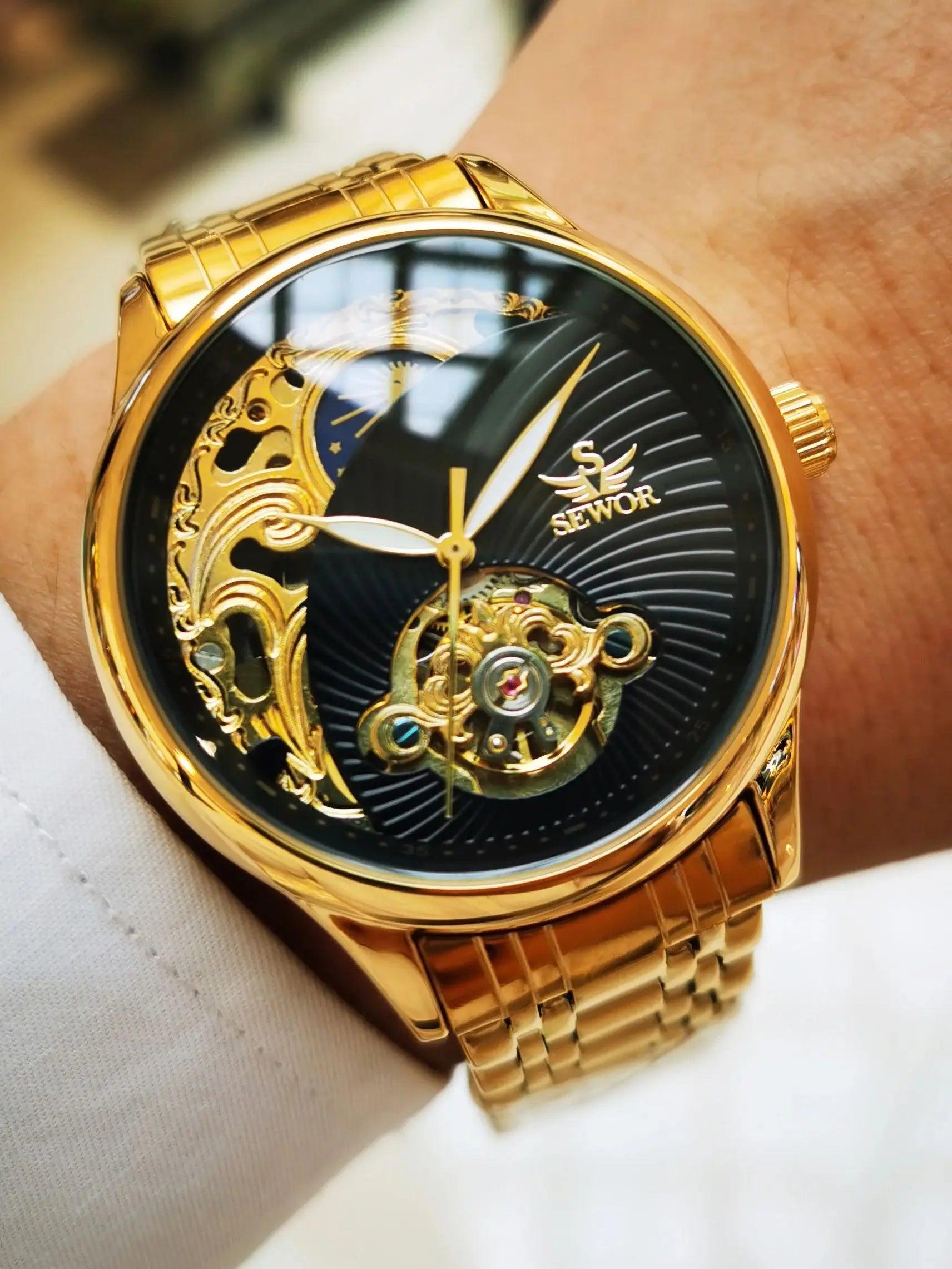 Gold Skelett Herren Uhr