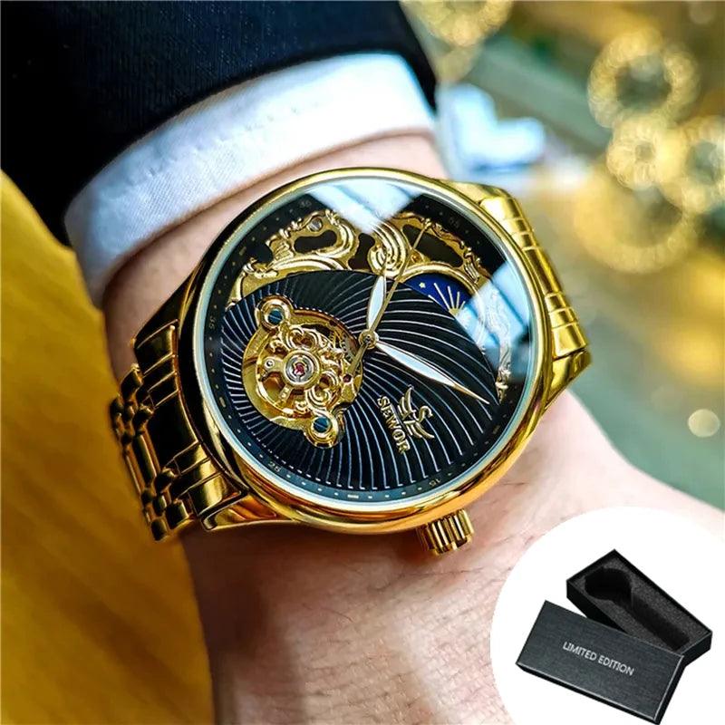 Gold Skelett Herren Uhr