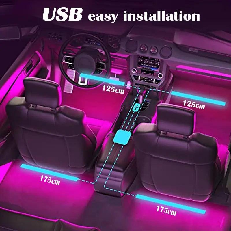 LED Auto Musik Lichtst reifen 48leds USB Smart Bluetooth App Steuerung wasserdicht mehrfarbig RGB Auto Innenraum Atmosphäre Lichtst reifen - etsy-de.de