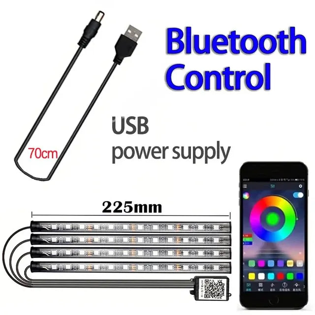 LED Auto Musik Lichtst reifen 48leds USB Smart Bluetooth App Steuerung wasserdicht mehrfarbig RGB Auto Innenraum Atmosphäre Lichtst reifen - etsy-de.de