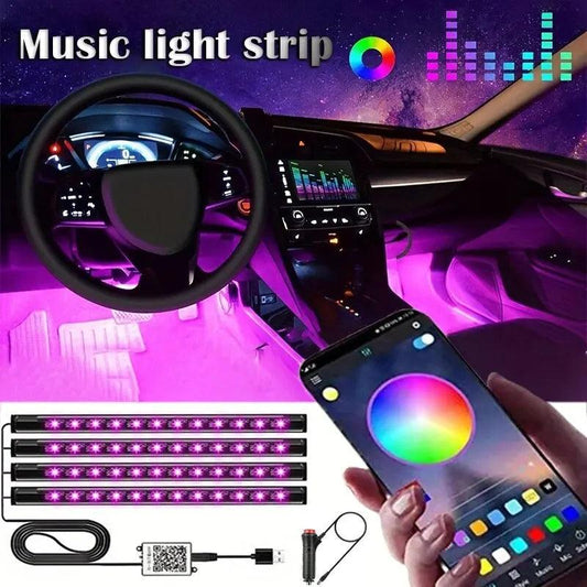 LED Auto Musik Lichtst reifen 48leds USB Smart Bluetooth App Steuerung wasserdicht mehrfarbig RGB Auto Innenraum Atmosphäre Lichtst reifen - etsy-de.de