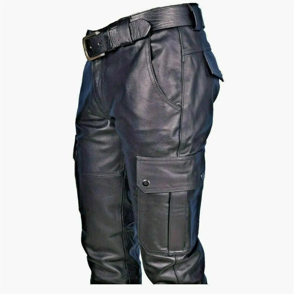 Männer Leder Motorrad Hosen mit Cargo Taschen, Schwarz, PU Hosen Keine Gürtel, männer Hosen Große Größe S-5XL - etsy-de.de