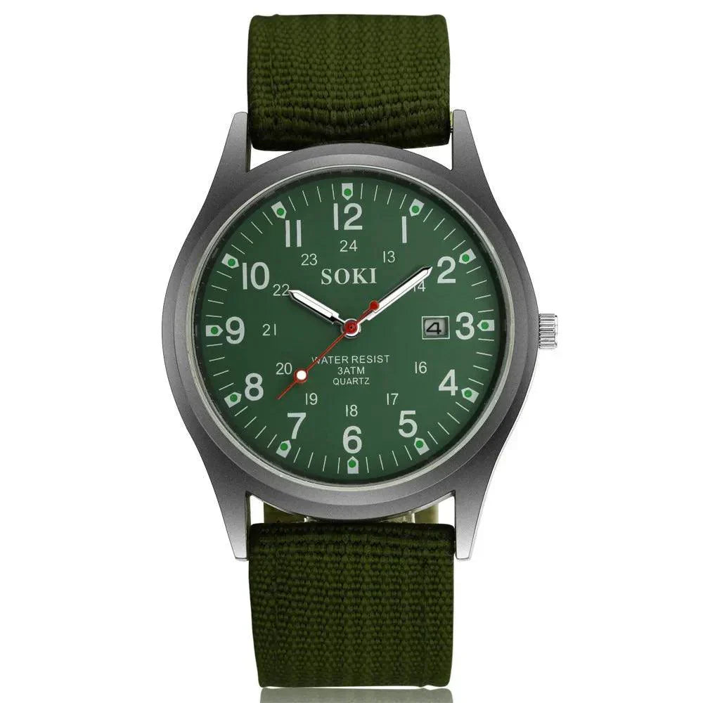 Mens Nylon Waterproof Quartz Wristwatch 