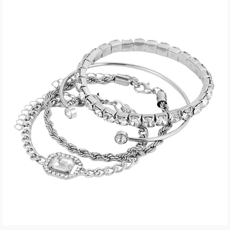 Set Schmuck Strass Charm Armbänder für Frauen Mädchen Kette Armband