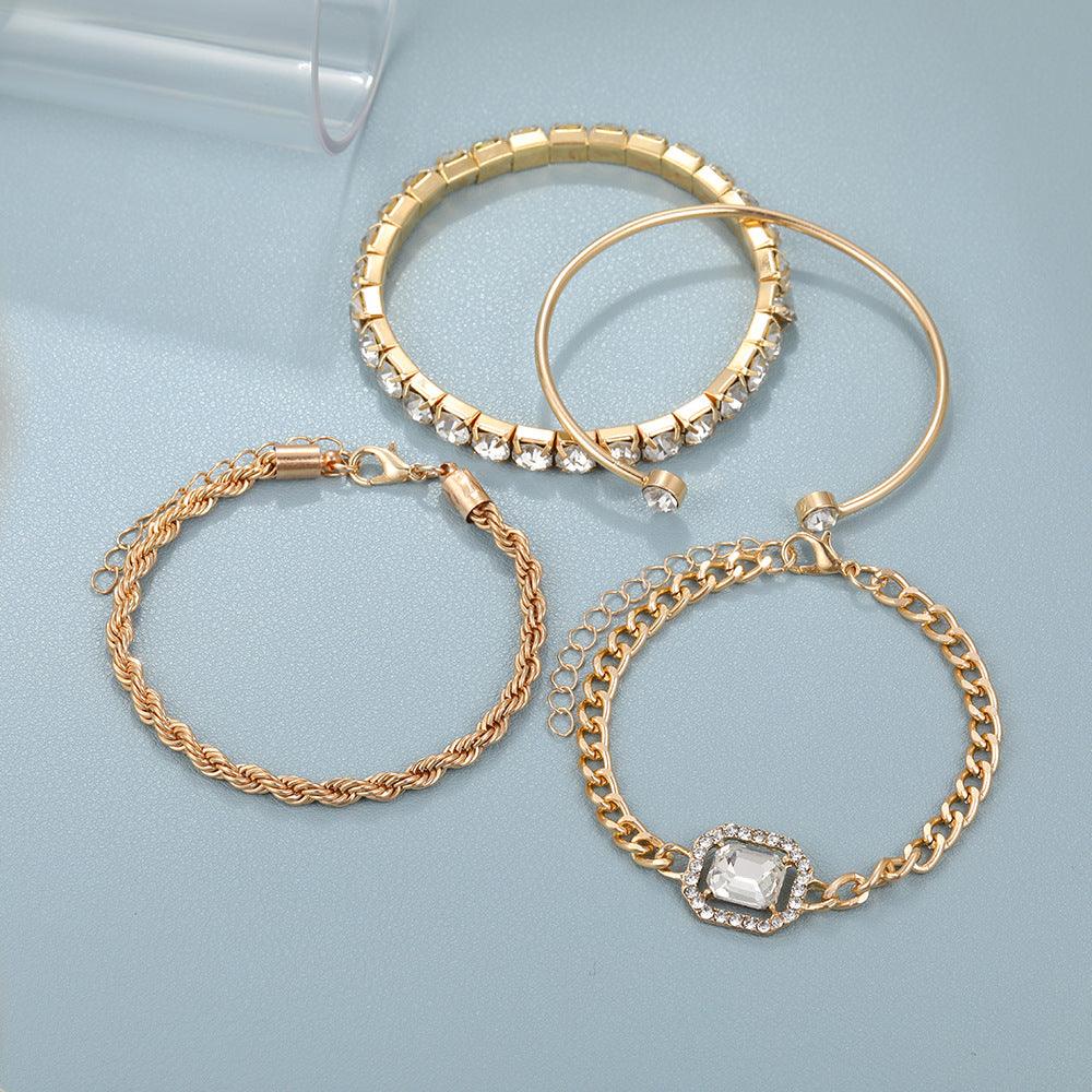 Set Schmuck Strass Charm Armbänder für Frauen Mädchen Kette Armband