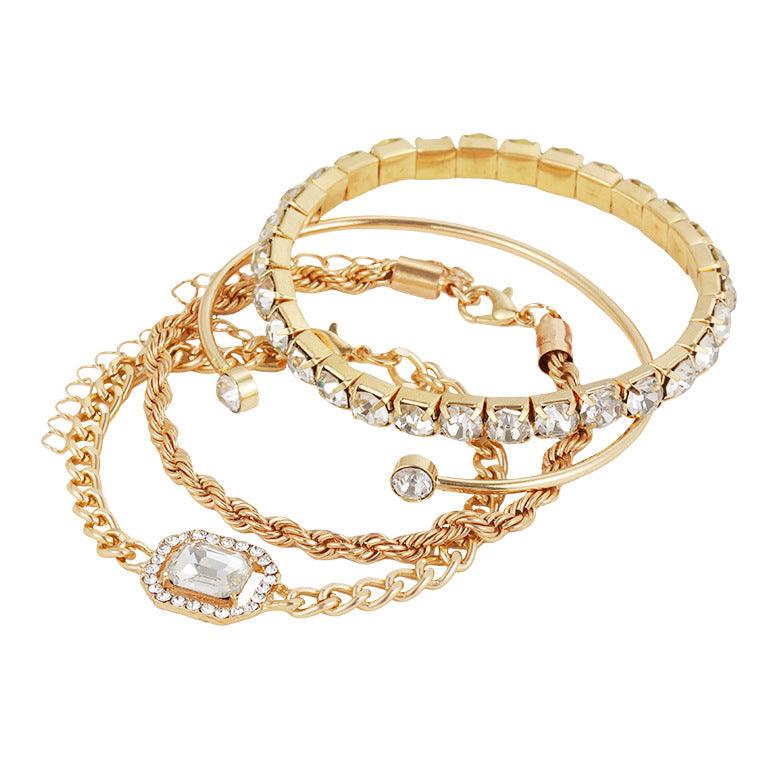 Set Schmuck Strass Charm Armbänder für Frauen Mädchen Kette Armband