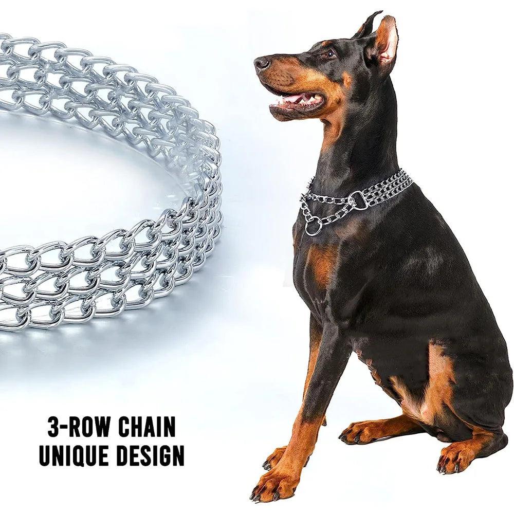 Hundewürgekettenhalsband Halsband Metall Hundekettenhalsband Verstellbar 3-reihig für Große Kleine Mittelgroße Hunde