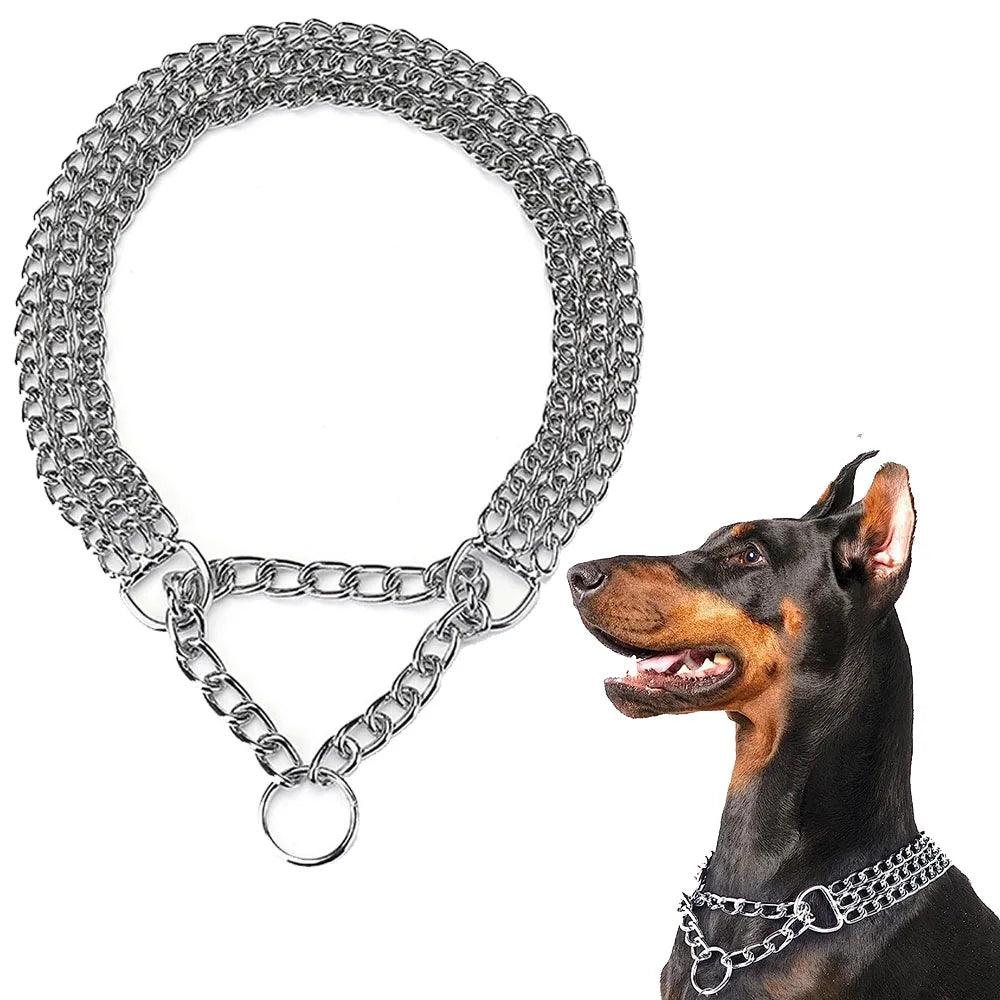 Hundewürgekettenhalsband Halsband Metall Hundekettenhalsband Verstellbar 3-reihig für Große Kleine Mittelgroße Hunde