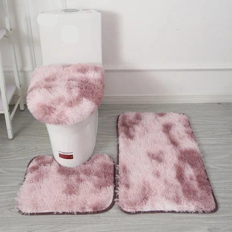 Tie-dye Fur Carpet Toilet Three