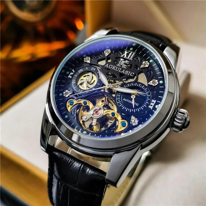 Männer Armbanduhr automatische mechanische Militärsport Tourbillon männliche Uhr Top Marke Luxus Echt leder - etsy-de.de