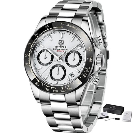 Mens Luxury Chronograph Stainless Steel Watch 