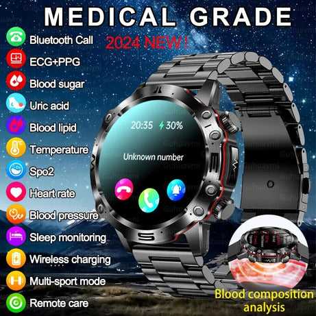 AI Medical Diagnosis Smart Watch Bluetooth Call Blood Sugar Blood - ESTEEMSO.COM