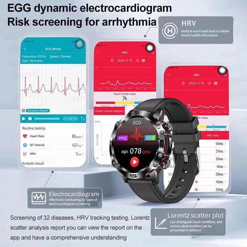 AI Medical Diagnosis Smart Watch Bluetooth Call Blood Sugar Blood - ESTEEMSO.COM