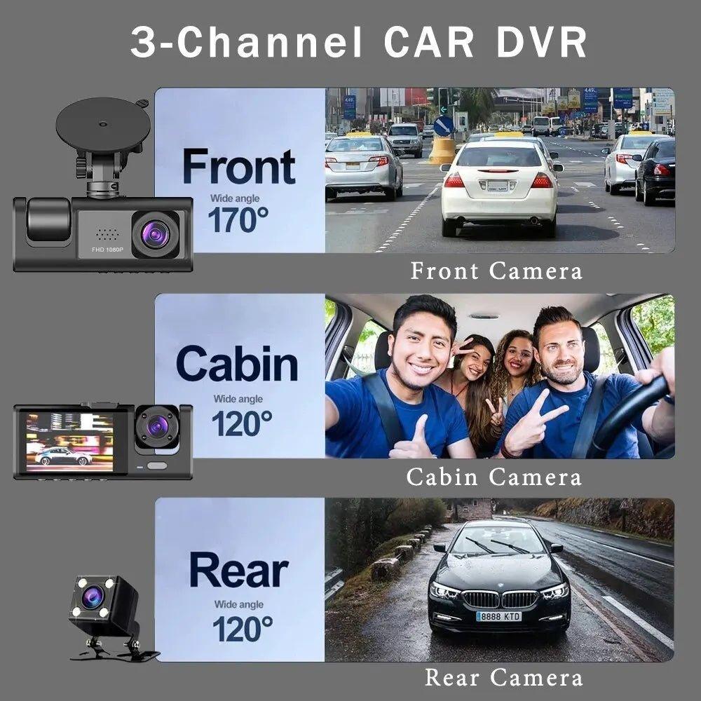 Auto - DVR HD 1080P 3 - Kanal 3 - Objektiv - Dashcam - ESTEEMSO.COM